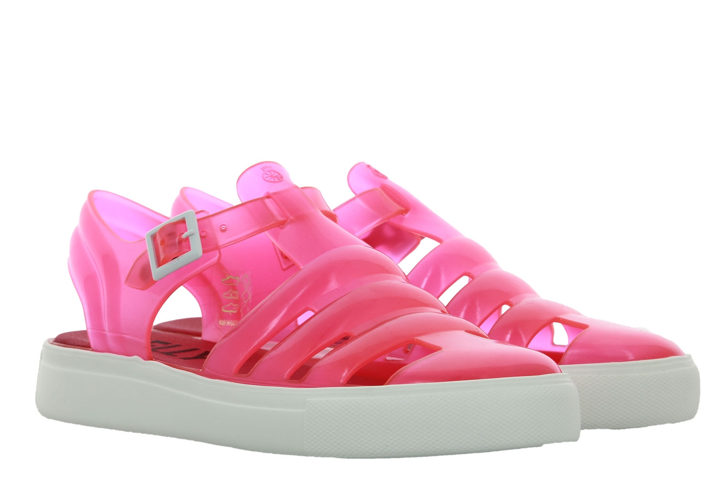 neon pink jelly sandals