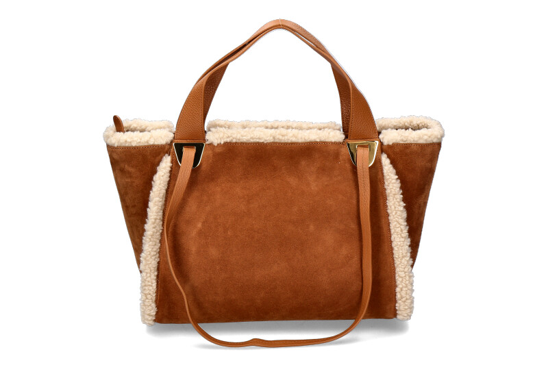 Coccinelle shoulder bag OLIVER ECO SHEARLING SUEDE LEATHER- natural/cuir