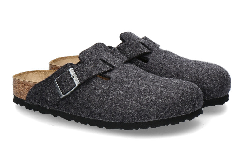 Birkenstock Clogs BOSTON BS WOLLE SCHMALE WEITE- anthracite