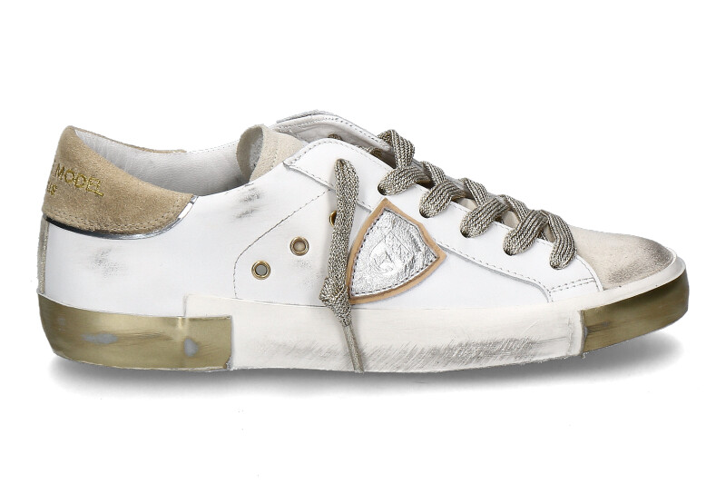 Philippe Model Damen- Sneaker PRSX VEAU DAIM- weiss/gold