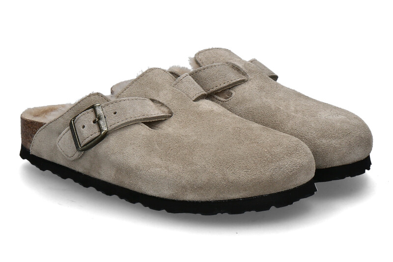 Birkenstock Damen- Clogs SCHMAL BOSTON VL SHEARLING- taupe