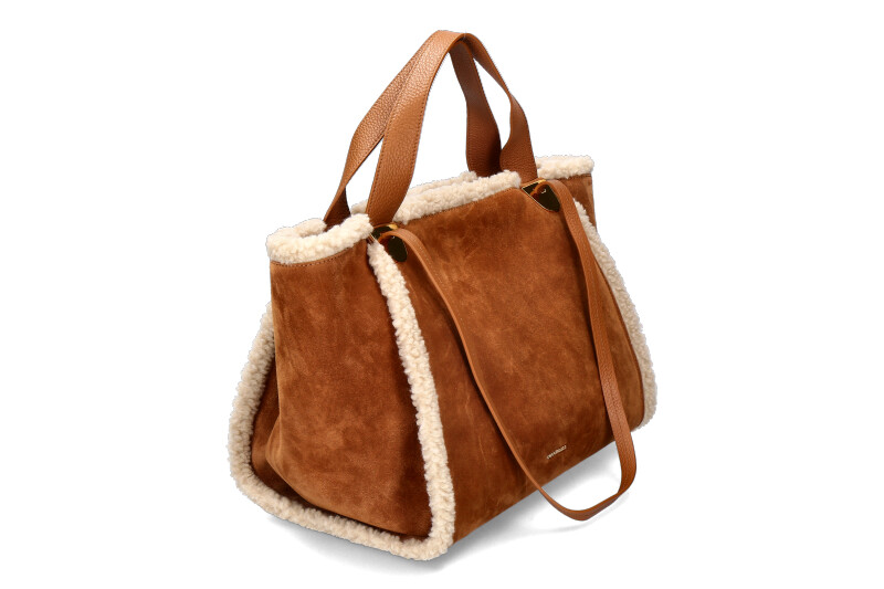 Coccinelle shoulder bag OLIVER ECO SHEARLING SUEDE LEATHER- natural/cuir