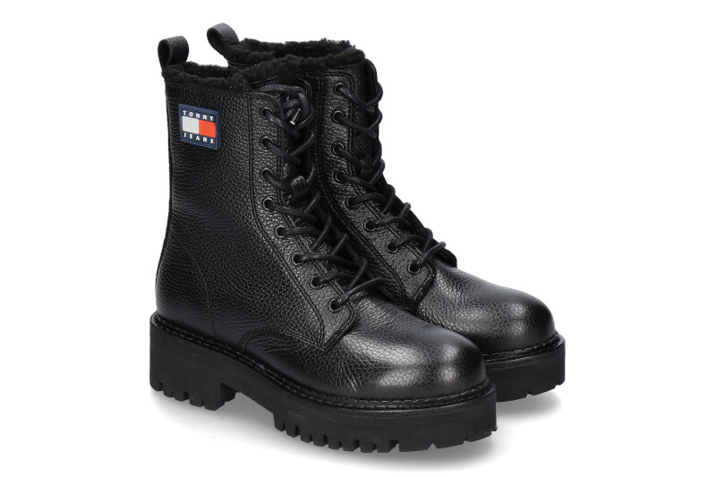 Tommy Hilfiger Damen- Stiefelette gefüttert TUMBLED- black/schwarz