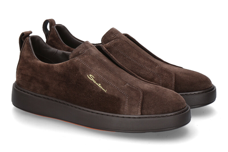 Santoni men's slip- on VICTORY-15 VELOUR- dark brown/dunkelbraun