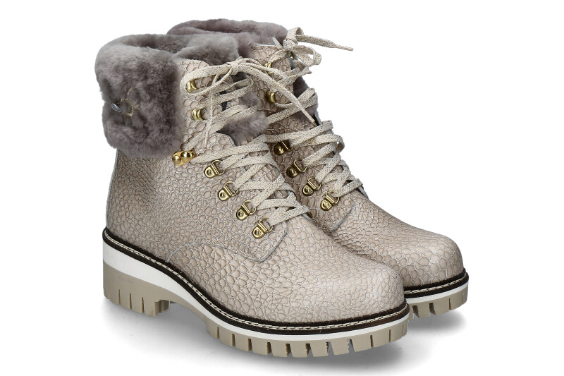 New Italia Shoes ankle boots lined GLITTER KALBSLEDER SAND