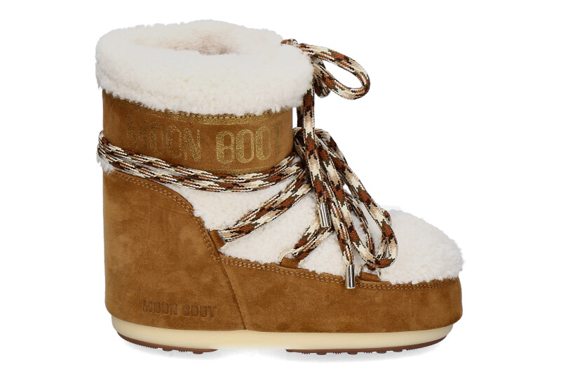 Moon Boot ankle boots ICON LOW SHEARLING SUEDE- whisky/offwhite