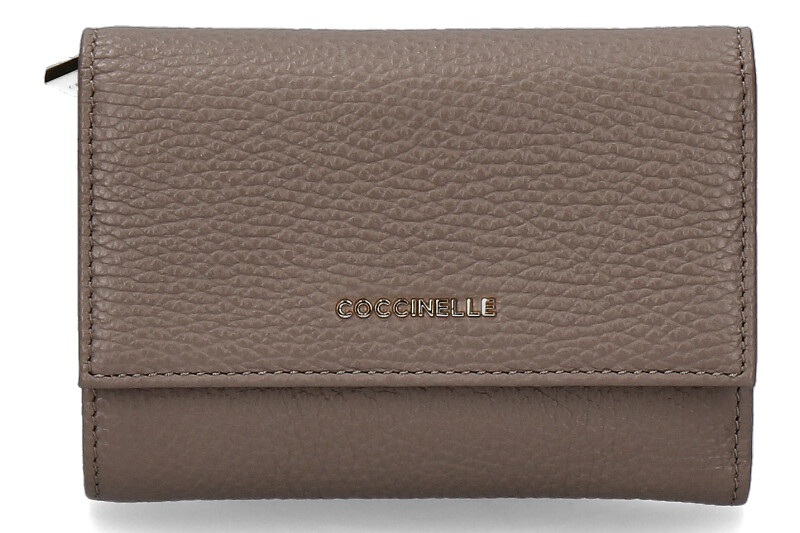 Coccinelle wallet GRAINED LEATHER METALLIC SOFT- warm taupe