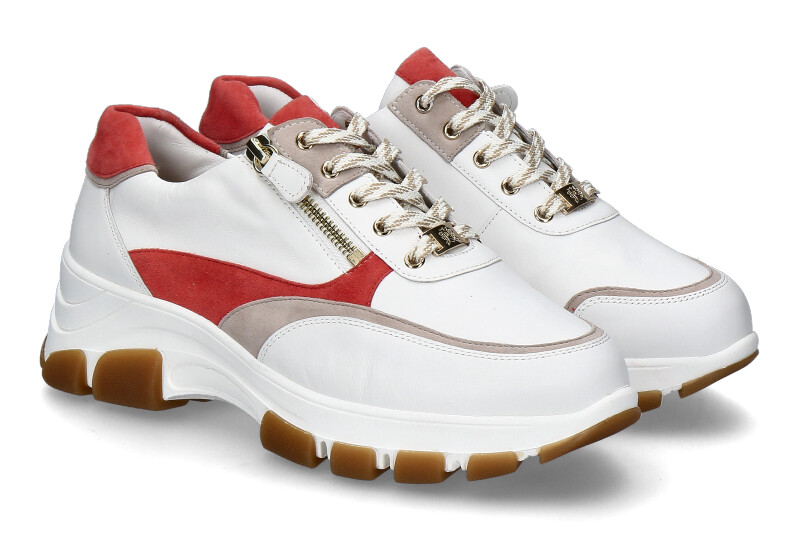 Hassia Sneaker LISSABON LEDER- weiss/koralle