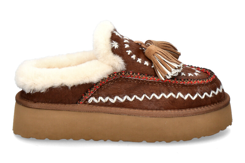 Nan-Ku Couture Pantolette gefüttert CAMEL