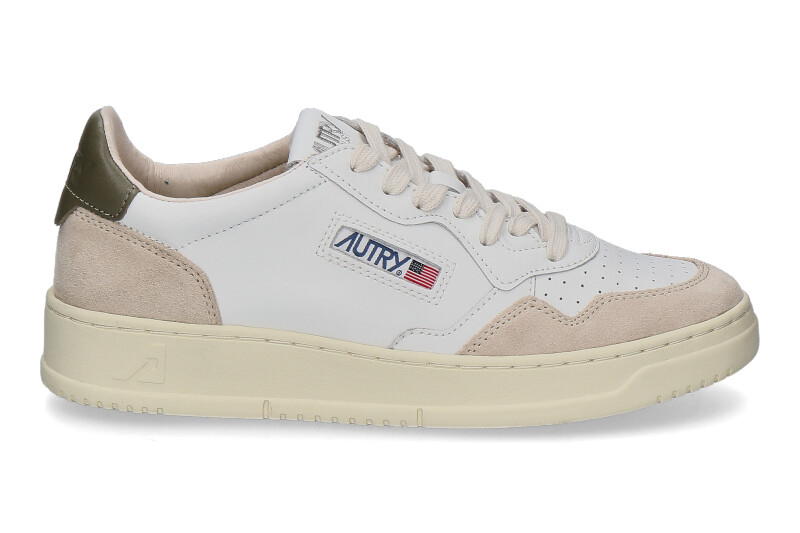 Autry men's sneaker MEDALIST LS77 LEATHER SUEDE- white/beige/green 