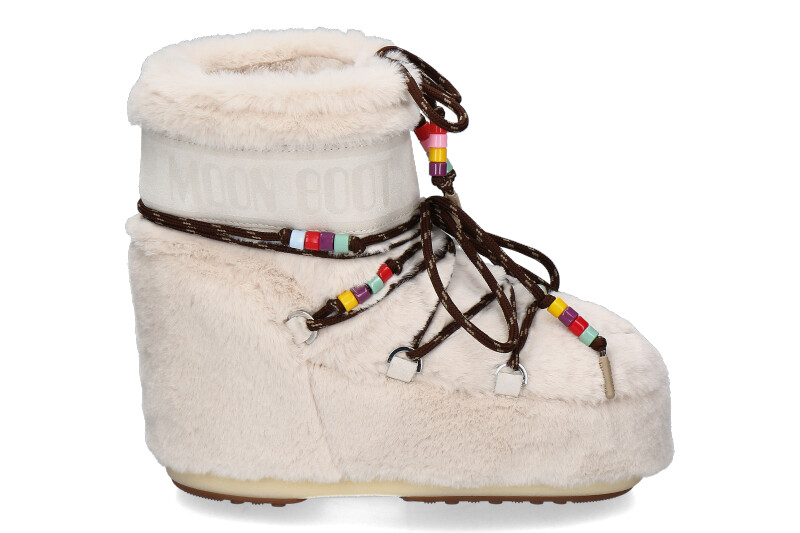 Moon Boot ankle boots ICON LOW FAUX FUR BEADS- cream 