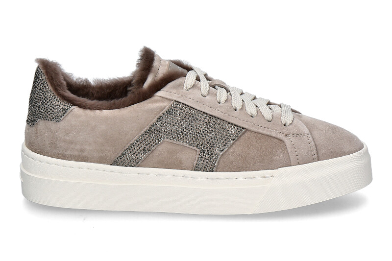 Santoni women's sneaker lined WILDLEDER DBS9- beige