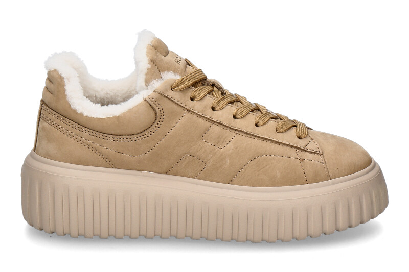 Hogan Damen- Sneaker gefüttert H-STRIPES ALLACCIATO BISCOTTO MEDIO- beige