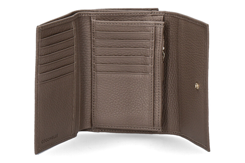 Coccinelle wallet GRAINED LEATHER METALLIC SOFT- warm taupe