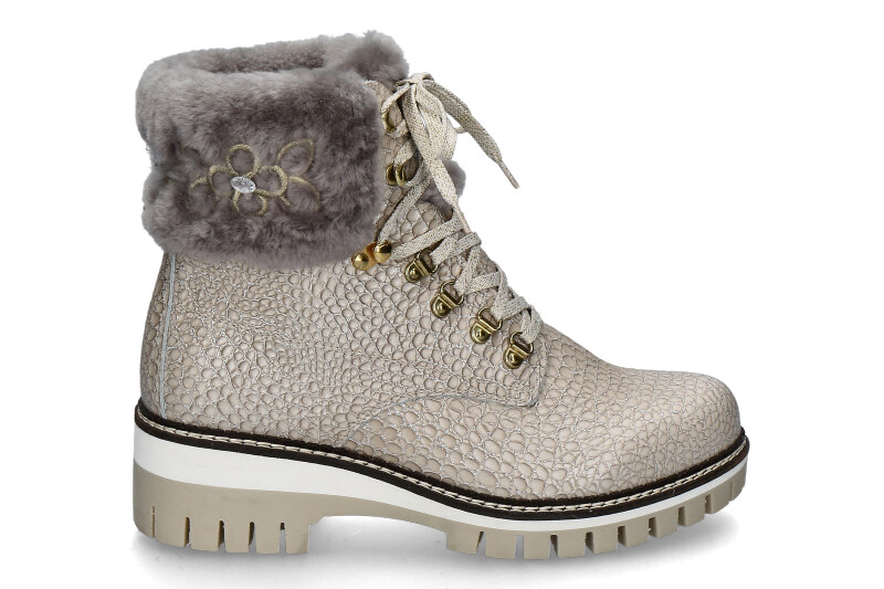 New Italia Shoes ankle boots lined GLITTER KALBSLEDER SAND