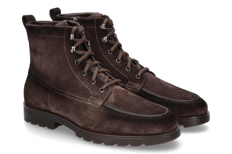 Santoni Herren- Stiefelette gefüttert FLAIR-F VELOURSLEDER- dark brown/dunkelbraun