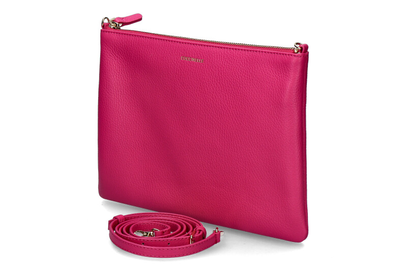 Coccinelle clutch CROSSBODY MEDIUM GRAINED LEATHER- new fuchsia/pink 