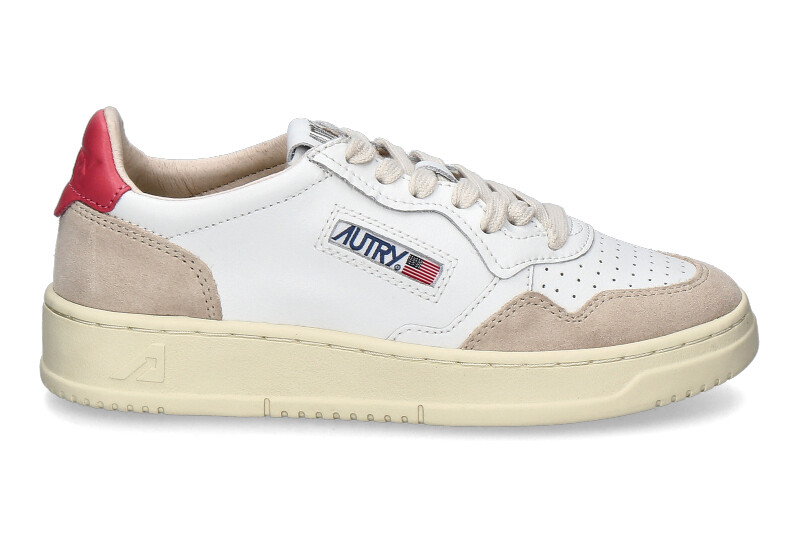 Autry women's sneaker MEDALIST LS78 LEATHER SUEDE- white/earose 