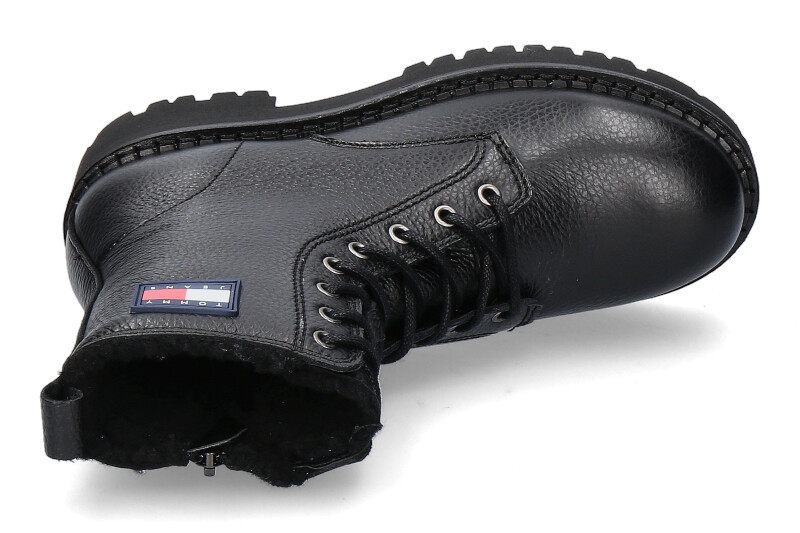 URBAN boots lace-up lined Hilfiger Tommy schwarz TUMBLED-