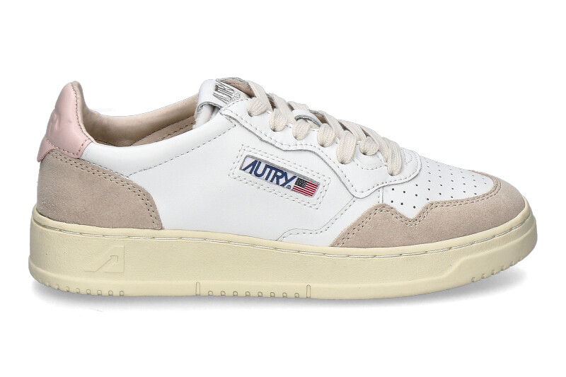 Autry women's sneaker MEDALIST LS37 LEATHER SUEDE- white/powder 