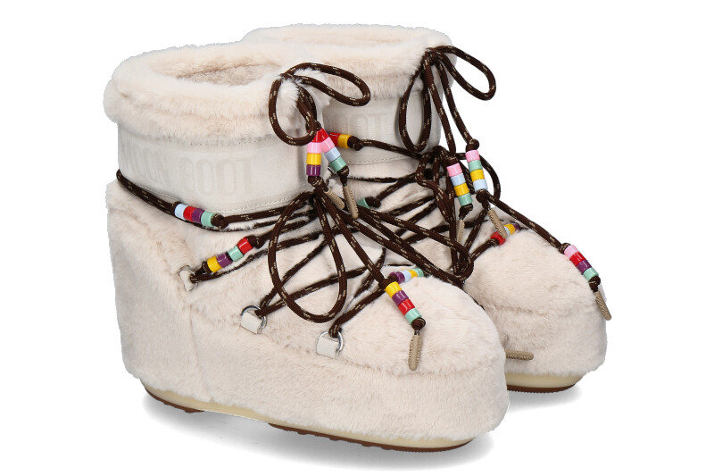 Moon Boot ankle boots ICON LOW FAUX FUR BEADS- cream 