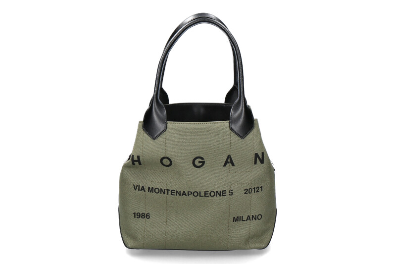 Hogan shoulder bag SCRIPT CANVAS SHOPPING MEDIA- kaki/schwarz