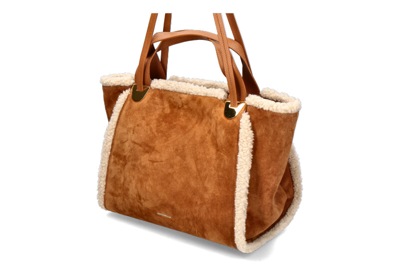 Coccinelle shoulder bag OLIVER ECO SHEARLING SUEDE LEATHER- natural/cuir