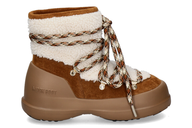 Moon Boot ankle boots LUNA SHEARLING SUEDE- whisky/offwhite