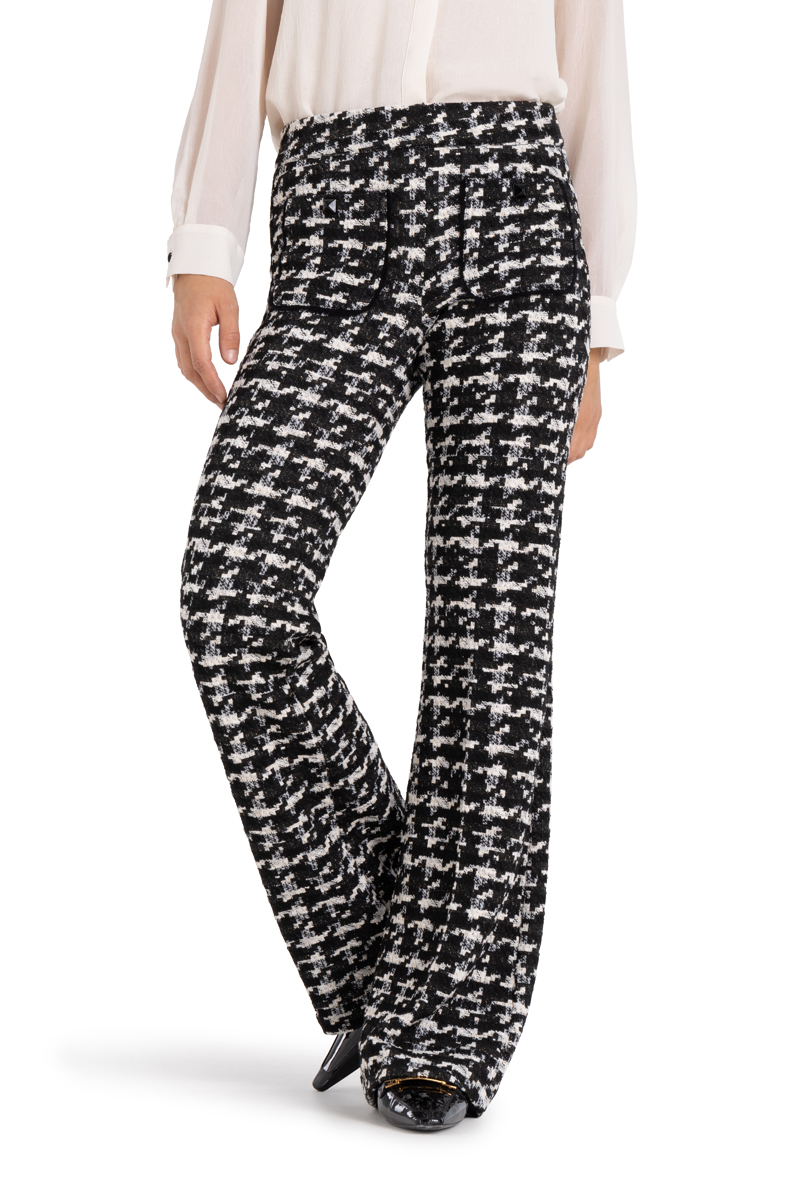 Cambio trousers FRANCIS PATCHED POCKET- black white french pied