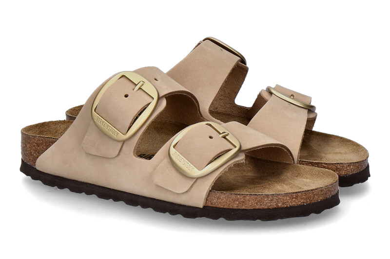 Birkenstock mules ARIZONA SCHMAL BIG BUCKLE NUBUK- sandcastle/ taupe