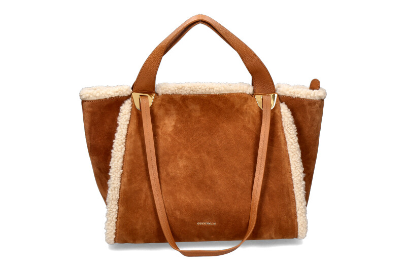 Coccinelle shoulder bag OLIVER ECO SHEARLING SUEDE LEATHER- natural/cuir