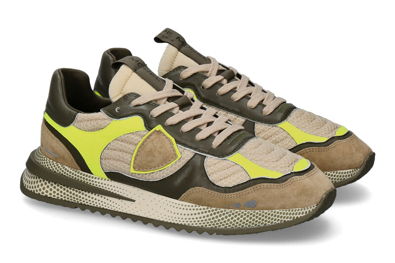 Philippe Model Herren- Sneaker OLYMPIQUE FANCY RESAU neon/militaire