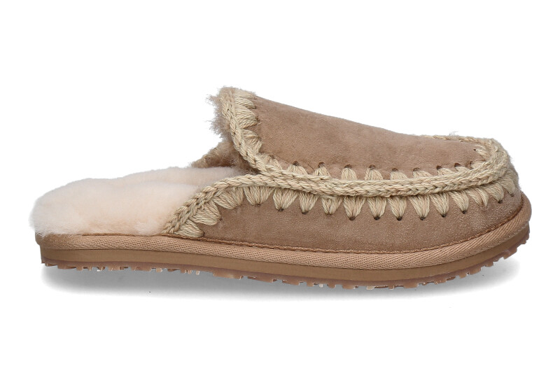 Mou Pantolette gefüttert SLIPPER FULL ESKIMO STITCH- camel