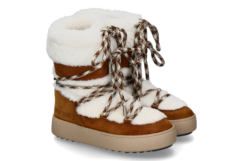 Moon Boot snow boot lined LTRACK SHEARLING- whiskey/off white