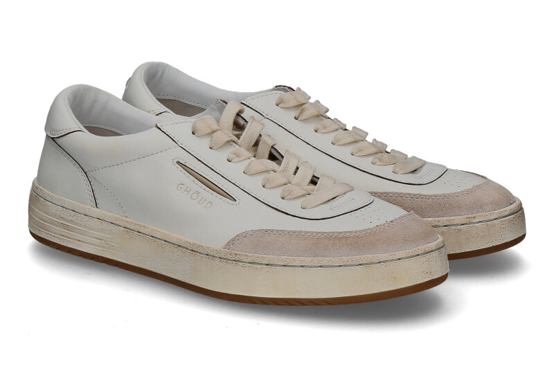 Ghoud Herren- Sneaker LIDO_BR LEATHER SUEDE- weiss/taupe