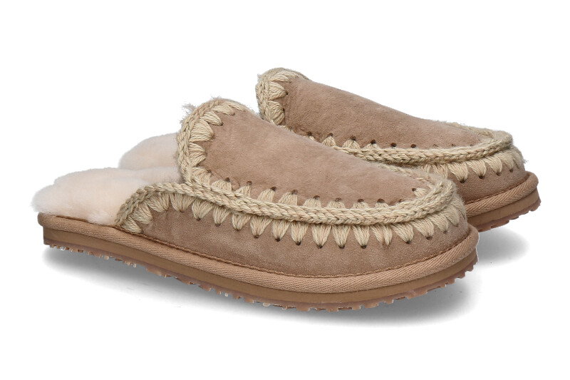 Mou Pantolette gefüttert SLIPPER FULL ESKIMO STITCH- camel