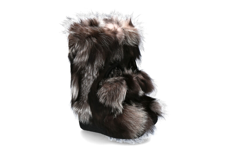 Diavolezza Fur boots SILVER FOX POM POM Fox Fur