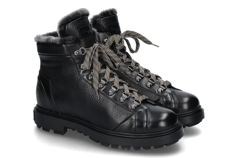 Santoni lace up LEATHER BLACK