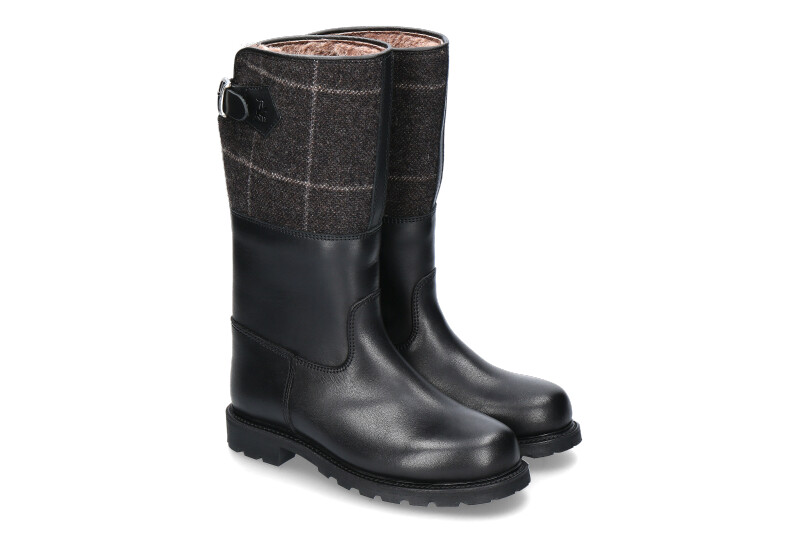 Ludwig Reiter Damen- Stiefel gefüttert MARONIBRATERIN JUCHTENLEDER/TWEED- schwarz/umbra