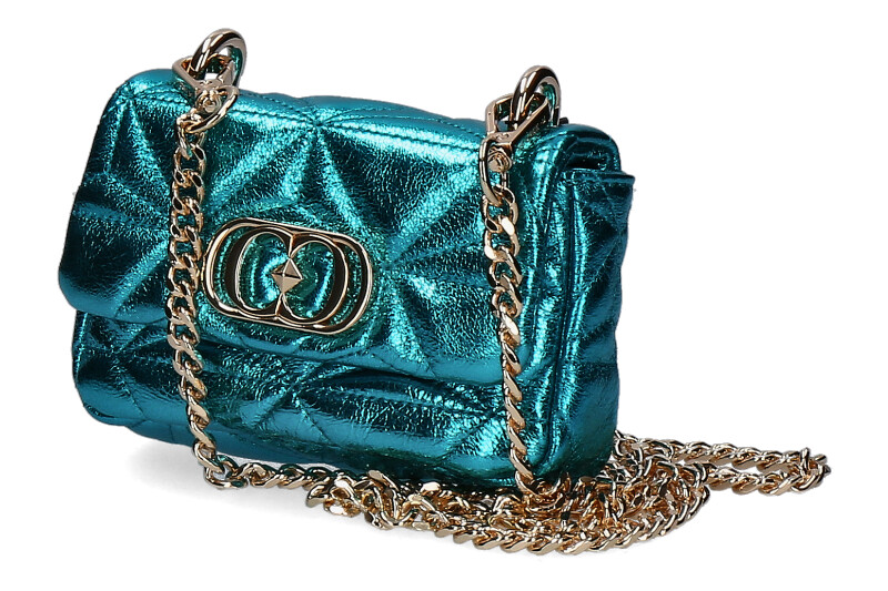 La Carrie shoulder bag SHINY MINI LAMINATED LEATHER BLUE